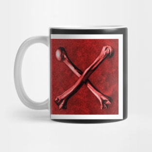 Red Cross Bones, Grungy Anatomy Tattoo style, art illustration print Colorful, Skeleton Realistic Mug